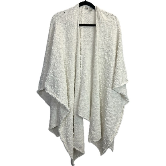 Chico’s Open Front Shawl White and Metallic Silver Women’s OS - Picture 1 of 4